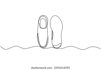 Continuous single one line drawing of casual sneakers shoes minimalism design, Premium vector shoe continuous one line drawing on white background concept of shoe business.