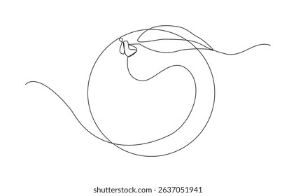 Continuous single one line drawing of orange fresh summer fruit sketch art editable stroke vector illustration