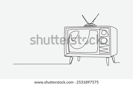 Continuous single one line drawing of old retro analog television. Editable line vector illustration.