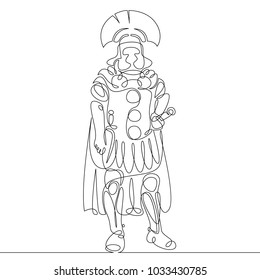 Continuous single one line drawn line Roman warrior Ancient Rome
