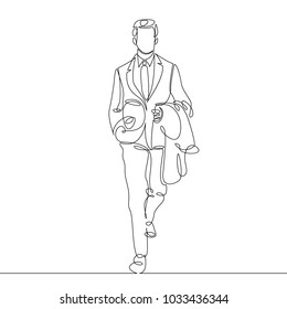 Continuous single one line drawn line Businessman going to work 