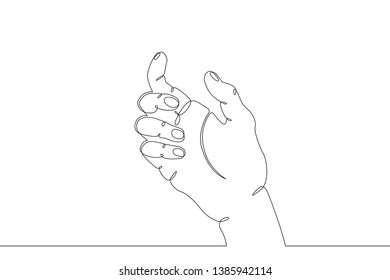 Continuous single one line hand drawing hand, hands, arm, finger, object, gesture, sign, palm, fist
