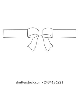 Continuous single One line ribbon banner hand drawn with single line art vector illustration
