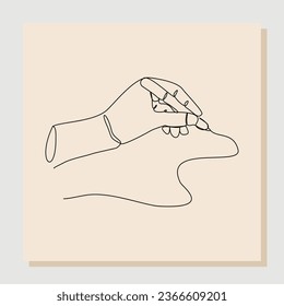 Continuous single one line sketch hand drawn drawing of hand draw line with pen. Vector illustration