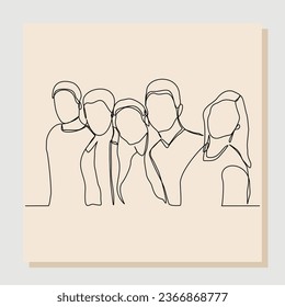 Un continuo boceto de una sola línea dibujado a mano dibujando el pulgar de hombres y mujeres y abrazándose juntos en amistad. Ilustración del vector