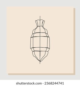 continuous single one line sketch hand drawn drawing of islamic lantern. Single line art of ramadan kareem greeting card concept. Vector illustration