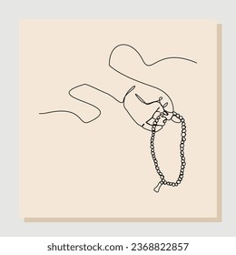 Durchgehende Einzelskizze, handgezeichnet, von Palmen handgezeichnet, islamische Gebetskraut. Einzeilige Kunst des ramadan kareem und des graben Mubarak-Konzepts. Vektorgrafik