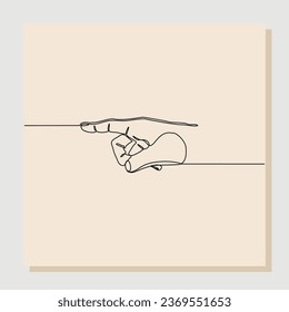 continuous single one line sketch hand drawn drawing of hand show and pointing direction with index finger. Vector illustration