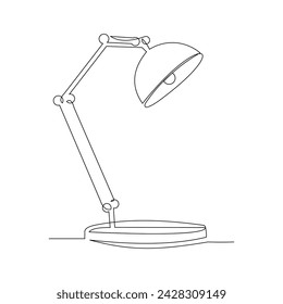 Continuous single one line sketch drawing of table desk lamp light for work space and reading study home decoration vector illustration