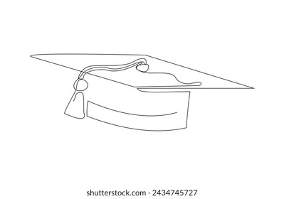Dibujo continuo del boceto de una sola línea de la graduación del estudiante universitario que tapa la ilustración vectorial de educación
