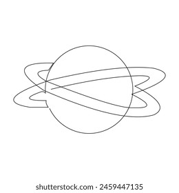 Continuous single one line sketch drawing of outer space planet asteroid astronomy concept simple vector illustration