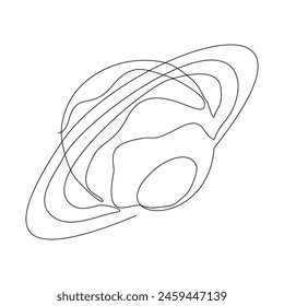 Continuous single one line sketch drawing of outer space planet asteroid astronomy concept simple vector illustration