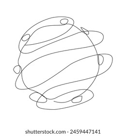 Continuous single one line sketch drawing of outer space planet asteroid astronomy concept simple vector illustration