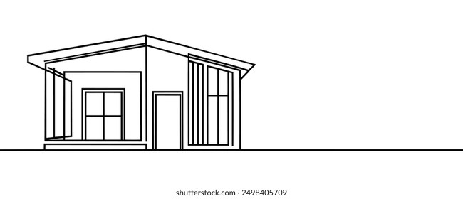 Kontinuierliche einzeilige Skizze Zeichnung des Hauses Immobilien modernes Gebäude Symbol handgezeichnet Vektorgrafik