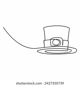 Continuous single one line St Patrick's Day Leprechaun hat vector art