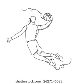 Dibujo continuo de una sola línea de boceto de jugador de baloncesto mujer Ilustración vectorial profesional activa del campeonato deportivo