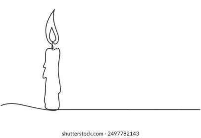 Kontinuierliche einzeilige Kunstzeichnung der Kerze und minimalistische Umrisszeichnung der Vektorkunst
