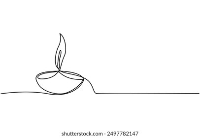 Continuous single one-line art drawing of candle and minimalist outline vector art drawing