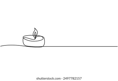 Continuous single one-line art drawing of candle and minimalist outline vector art drawing