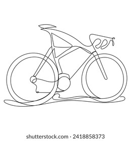 Continuous single vector line art drawing and one line illustration of Bicycle