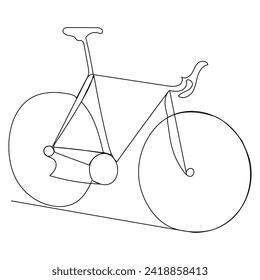 Continuous single vector line art drawing and one line illustration of Bicycle