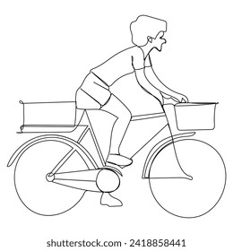 Continuous single vector line art drawing and one line illustration of Bicycle