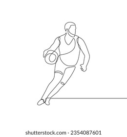 Kontinuierliche Einzeilenkunst eines Basketballspielers