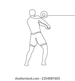 Continuous single-line art of a basketball player