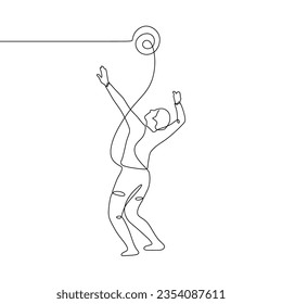Continuous single-line art of a basketball player