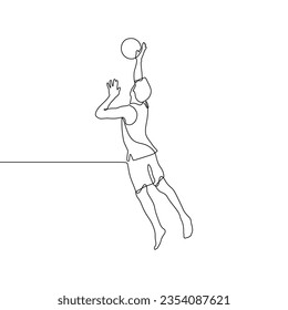Continuous single-line art of a basketball player