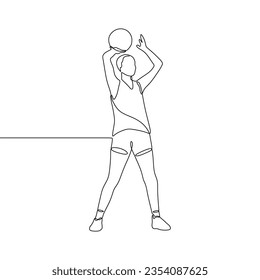 Arte continuo de una sola línea de un jugador de baloncesto