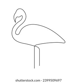 Continuous single-line art of beautiful flamingo