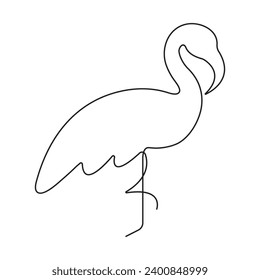 Continuous single-line art of beautiful flamingo