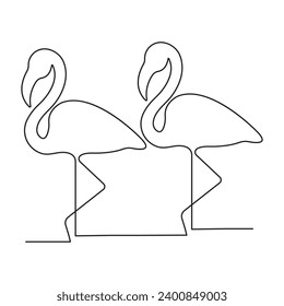 Continuous single-line art of beautiful flamingo
