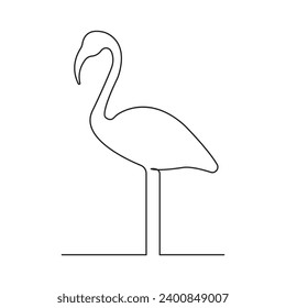 Continuous single-line art of beautiful flamingo