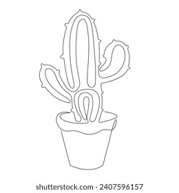 Arte continuo de cactus en una sola línea. Cute cactus vector de dibujo de una línea e ilustración

