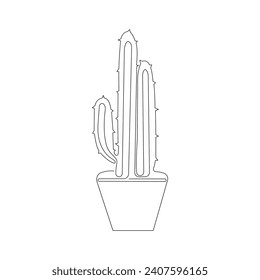 Kontinuierliche einzeilige Kunst der Kaktus. Cute cactus, einzeilige Zeichenkette, Vektorgrafik
