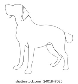 Continuous single-line art of dog. Cute dog one-line drawing vector and illustration. Dog outline