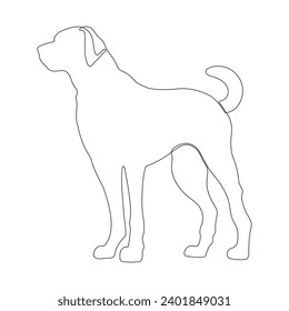 Continuous single-line art of dog. Cute dog one-line drawing vector and illustration. Dog outline
