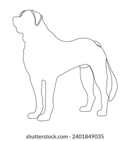 Continuous single-line art of dog. Cute dog one-line drawing vector and illustration. Dog outline