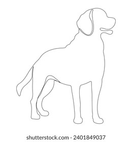 Continuous single-line art of dog. Cute dog one-line drawing vector and illustration. Dog outline