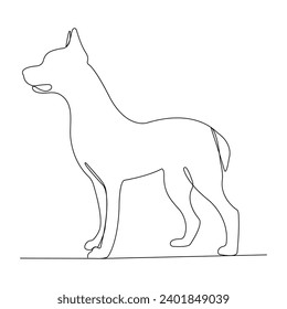 Continuous single-line art of dog. Cute dog one-line drawing vector and illustration. Dog outline