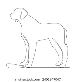 Continuous single-line art of dog. Cute dog one-line drawing vector and illustration. Dog outline