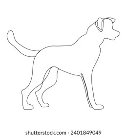 Continuous single-line art of dog. Cute dog one-line drawing vector and illustration. Dog outline