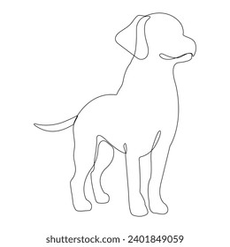 Continuous single-line art of dog. Cute dog one-line drawing vector and illustration. Dog outline