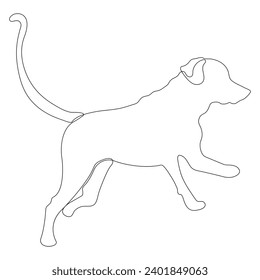 Continuous single-line art of dog. Cute dog one-line drawing vector and illustration. Dog outline