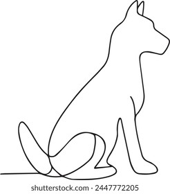 Continuous single-line art of dog. Cute dog one-line drawing vector and illustration. Dog outline