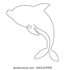 Arte continuo de una sola línea de delfín. Vector de dibujo de una línea de delfín y ilustración. Esbozo delfín.

