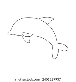 Arte continuo de una sola línea de delfín. Vector de dibujo de una línea de delfín y ilustración. Esbozo delfín.
