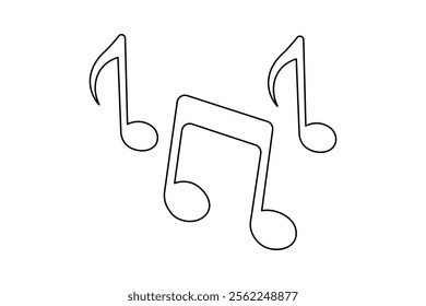 Continuous single-line art drawing of music note outline vector icon
